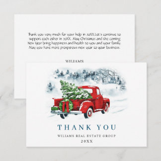 Red Farm Truck Christmas Corporate Holiday Thank You Card