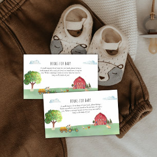 Red Farmer Barnyard Tractor Books For Baby Shower Enclosure Card