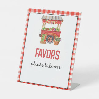 Red Farmer's Market Birthday Party Favours Sign
