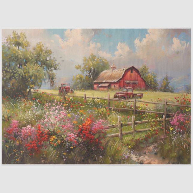 Red Farmhouse  Tissue Paper (Front)