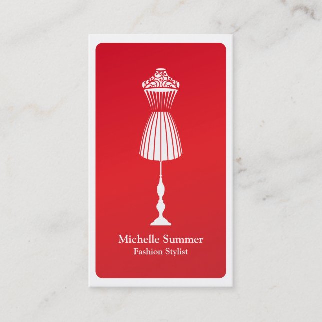 Red Fashion Designer Dressform Business Card (Front)