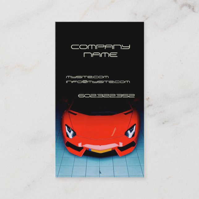 Red Fast Car Automotive Speed  Garage Mechanic Business Card (Front)