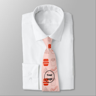 Red fast food business pattern tie