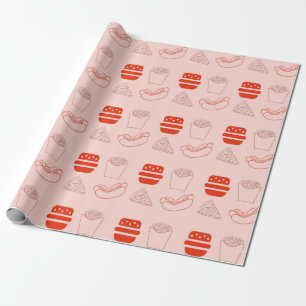 Red fast food pattern wrapping paper