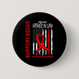 Red Father In Law Heart Disease Awareness Flag Bac 6 Cm Round Badge
