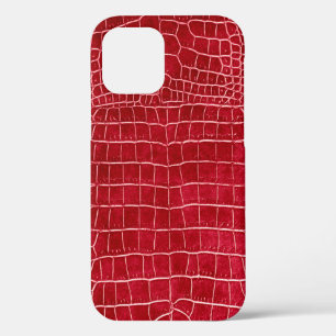Red Faux Crocodile Leather iPhone 12 Case