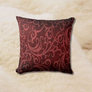 Red Faux Embossed Swirl Leather Cushion