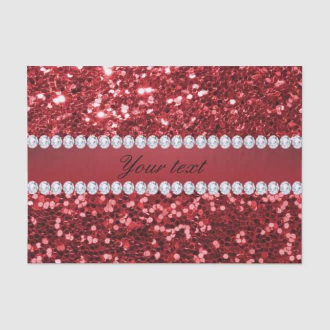 Red Faux Glitter and Diamonds Tissue Paper (Front)
