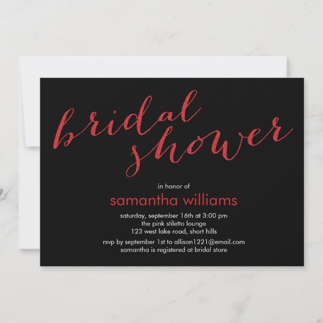 Red Faux Glitter Bridal Shower Invitation (Front)