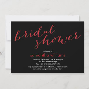 Red Faux Glitter Bridal Shower Invitation