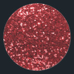 Red Faux Glitter Classic Round Sticker<br><div class="desc">Glamourous large red faux glitter.
PLEASE NOTE:  These are flat printed graphics - no raised parts.</div>