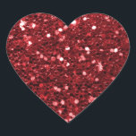 Red Faux Glitter Heart Sticker<br><div class="desc">Glamourous large red faux glitter.
PLEASE NOTE:  These are flat printed graphics - no raised parts.</div>