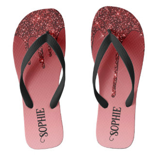 Red Faux Glitter       Jandals