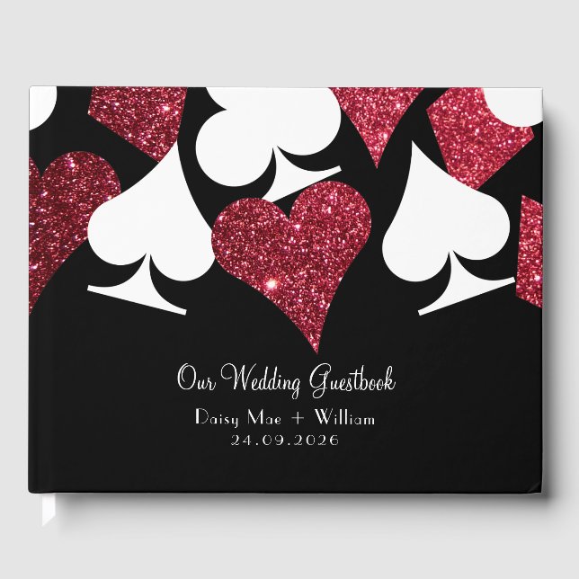 Red Faux Glitter Las Vegas Guestbook (Front)