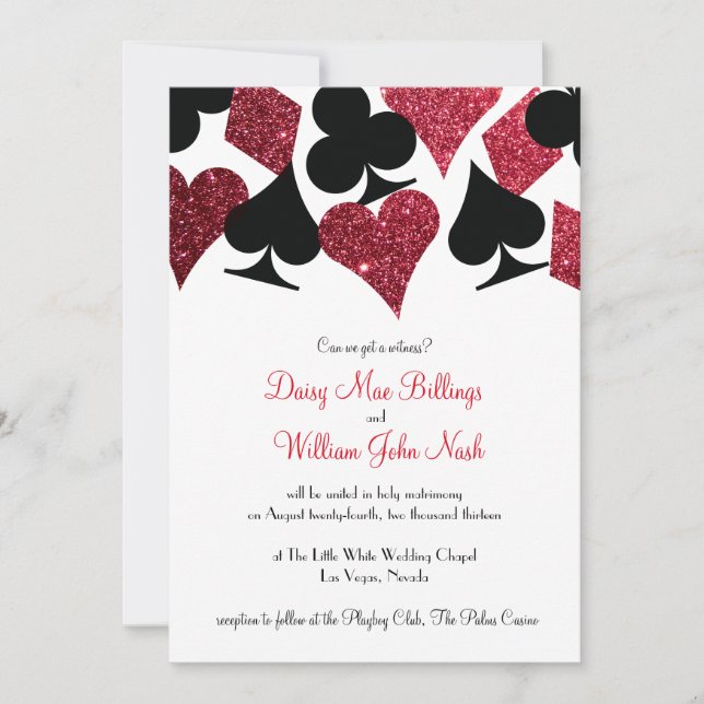 Red Faux Glitter Las Vegas Wedding Invitation (Front)