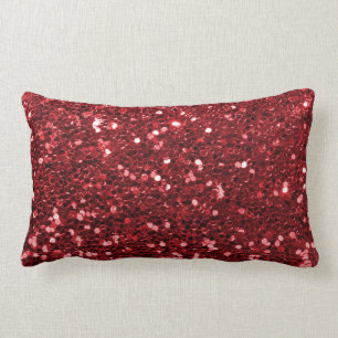 Red Faux Glitter Lumbar Cushion