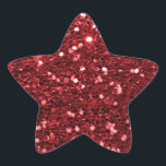 Red Faux Glitter Star Sticker<br><div class="desc">Glamourous large red faux glitter.
PLEASE NOTE:  These are flat printed graphics - no raised parts.</div>