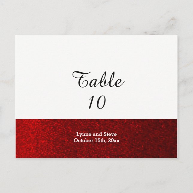 Red Faux Glitter Table Seating Card (Front)