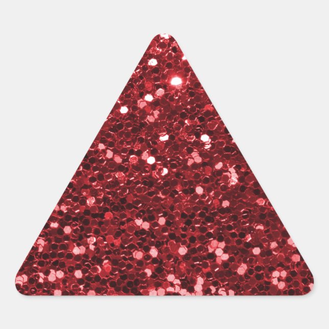 Red Faux Glitter Triangle Sticker (Front)