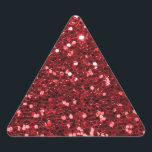 Red Faux Glitter Triangle Sticker<br><div class="desc">Glamourous large red faux glitter.
PLEASE NOTE:  These are flat printed graphics - no raised parts.</div>