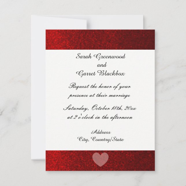 Red Faux Glitter Wedding Invitation (Front)