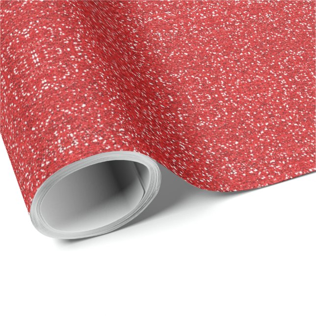 Red Faux Glitter Wrapping Paper (Roll Corner)