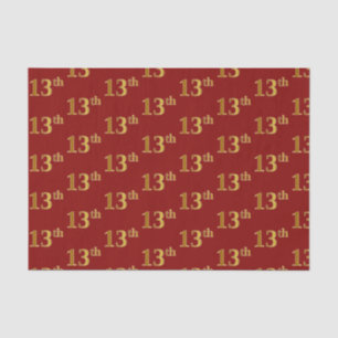 Red, Faux Gold 13th (Thirteenth) Event Tissue Paper