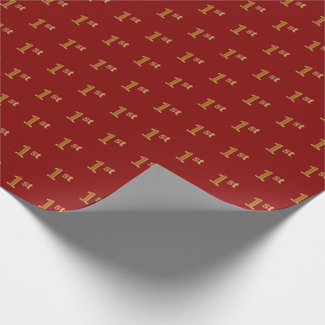 Red, Faux Gold 1st (First) Event Wrapping Paper (Corner)