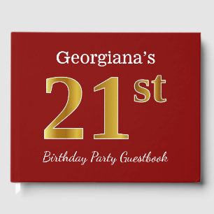 Red, Faux Gold 21st Birthday Party + Custom Name Guest Book