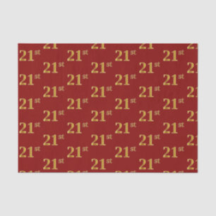 Red, Faux Gold 21st (Twenty-First) Event Tissue Paper