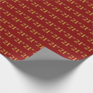 Red, Faux Gold 21st (Twenty-First) Event Wrapping Paper
