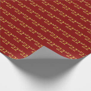 Red, Faux Gold 22nd (Twenty-Second) Event Wrapping Paper