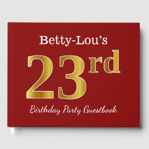 Red, Faux Gold 23rd Birthday Party + Custom Name Guest Book