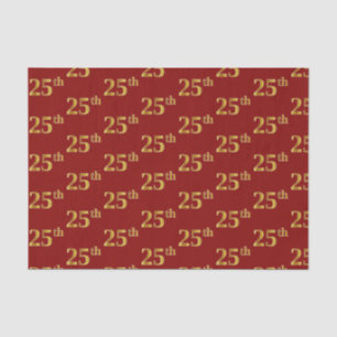 Red, Faux Gold 25th (Twenty-Fifth) Event Tissue Paper