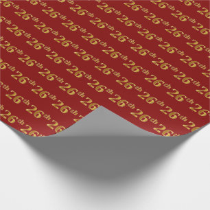Red, Faux Gold 26th (Twenty-Sixth) Event Wrapping Paper