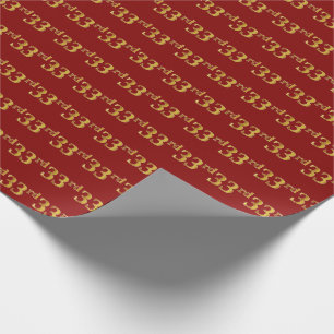 Red, Faux Gold 33rd (Thirty-Third) Event Wrapping Paper