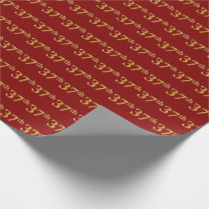 Red, Faux Gold 37th (Thirty-Seventh) Event Wrapping Paper
