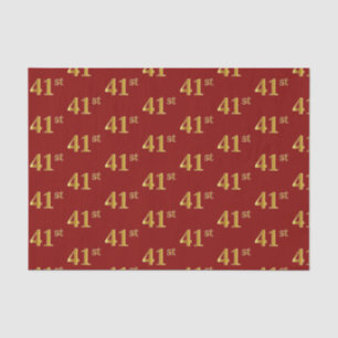 Red, Faux Gold 41st (Forty-First) Event Tissue Paper