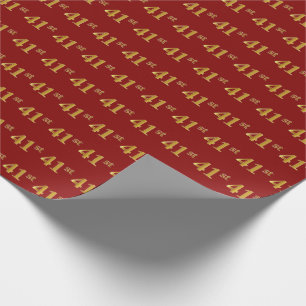 Red, Faux Gold 41st (Forty-First) Event Wrapping Paper