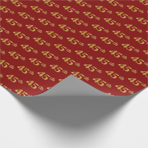 Red, Faux Gold 45th (Forty-Fifth) Event Wrapping Paper