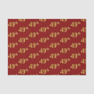 Red, Faux Gold 49th (Forty-Ninth) Event Tissue Paper
