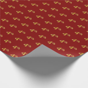 Red, Faux Gold 4th (Fourth) Event Wrapping Paper