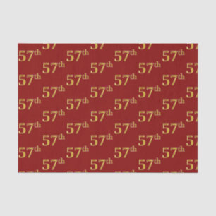Red, Faux Gold 57th (Fifty-Seventh) Event Tissue Paper