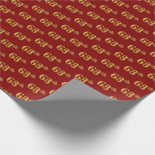 Red, Faux Gold 68th (Sixty-Eighth) Event Wrapping Paper