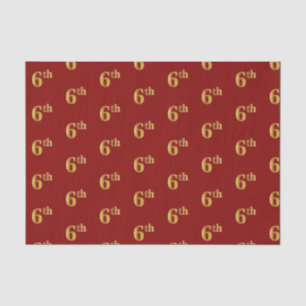Red, Faux Gold 6th (Sixth) Event Tissue Paper