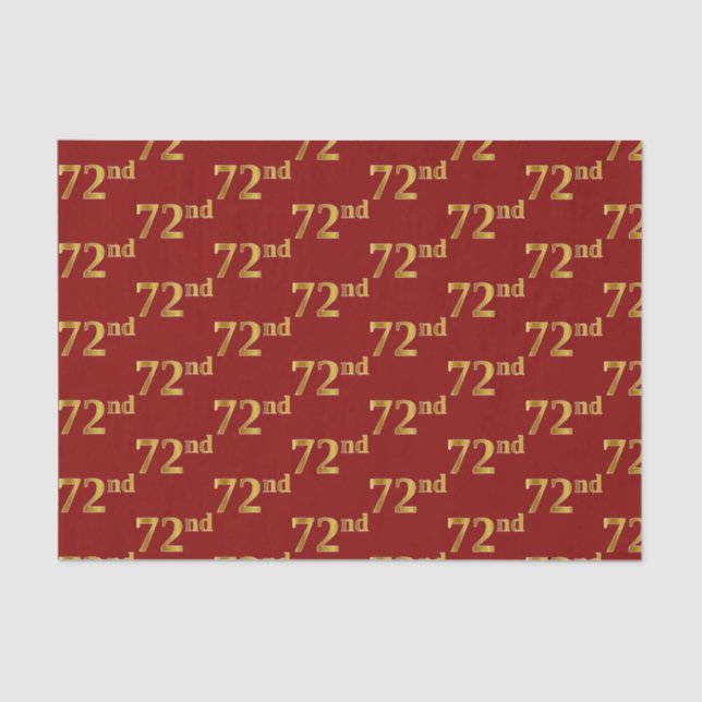 Red, Faux Gold 72nd (Seventy-Second) Event Tissue Paper (Front)