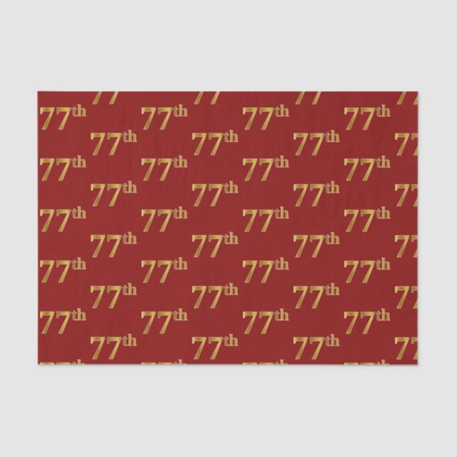 Red, Faux Gold 77th (Seventy-Seventh) Event Tissue Paper (Front)