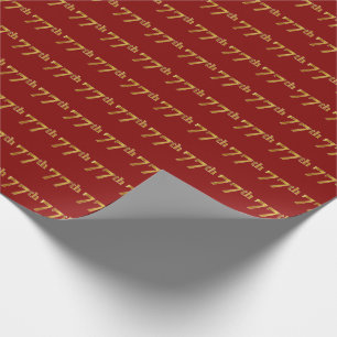 Red, Faux Gold 77th (Seventy-Seventh) Event Wrapping Paper
