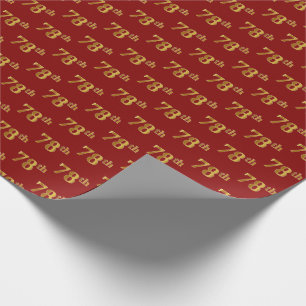 Red, Faux Gold 78th (Seventy-Eighth) Event Wrapping Paper