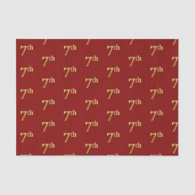 Red, Faux Gold 7th (Seventh) Event Tissue Paper (Front)